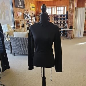 Black Hooded Sweatshirt With Corset Back NWOT